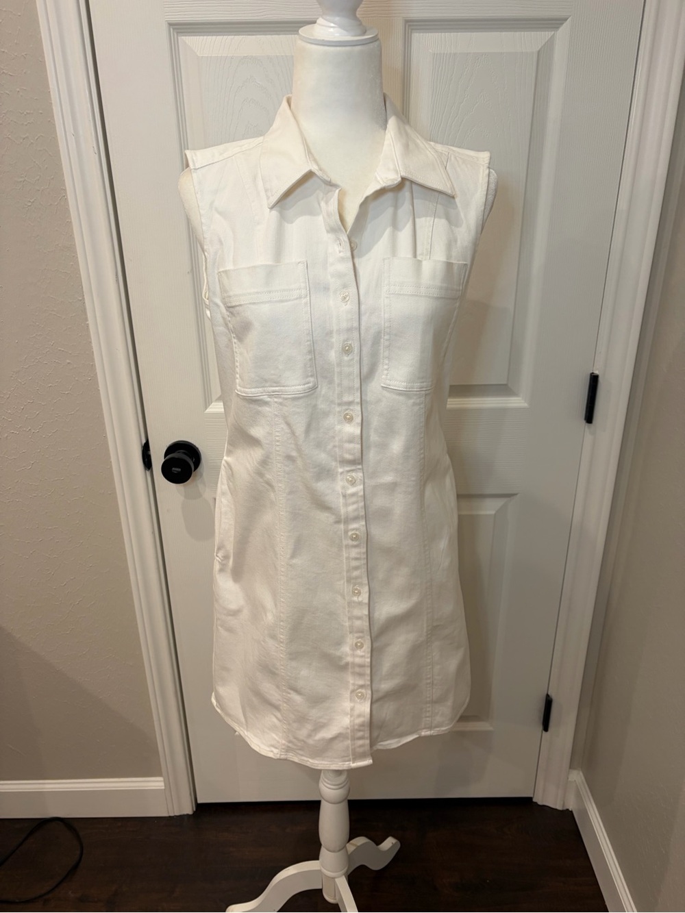 Banana Republic White Stretch Denim Button-Down Shirt Dress NWT – Size S